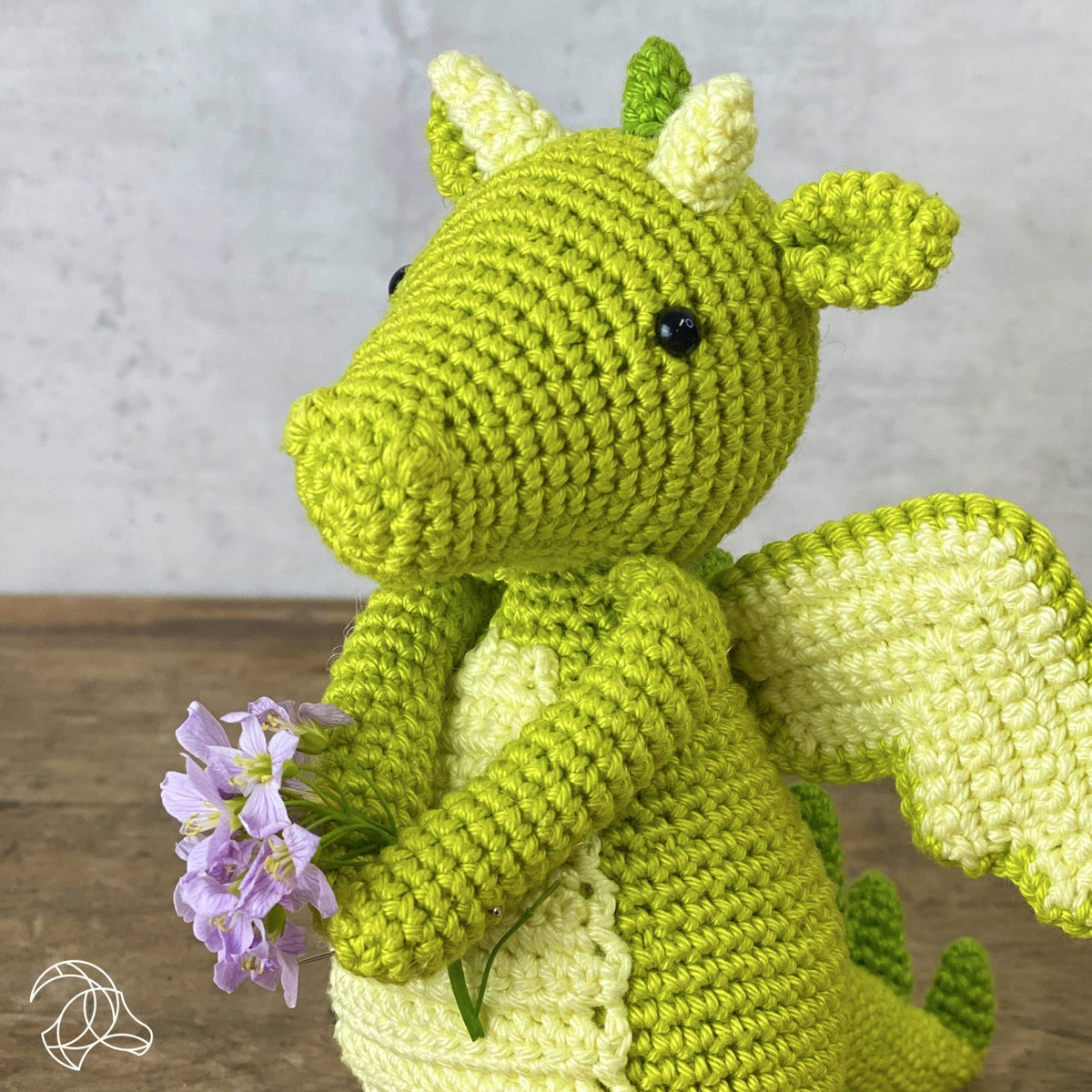 Doris dragon amigurumi crochet kit, 100% organic cotton yarn