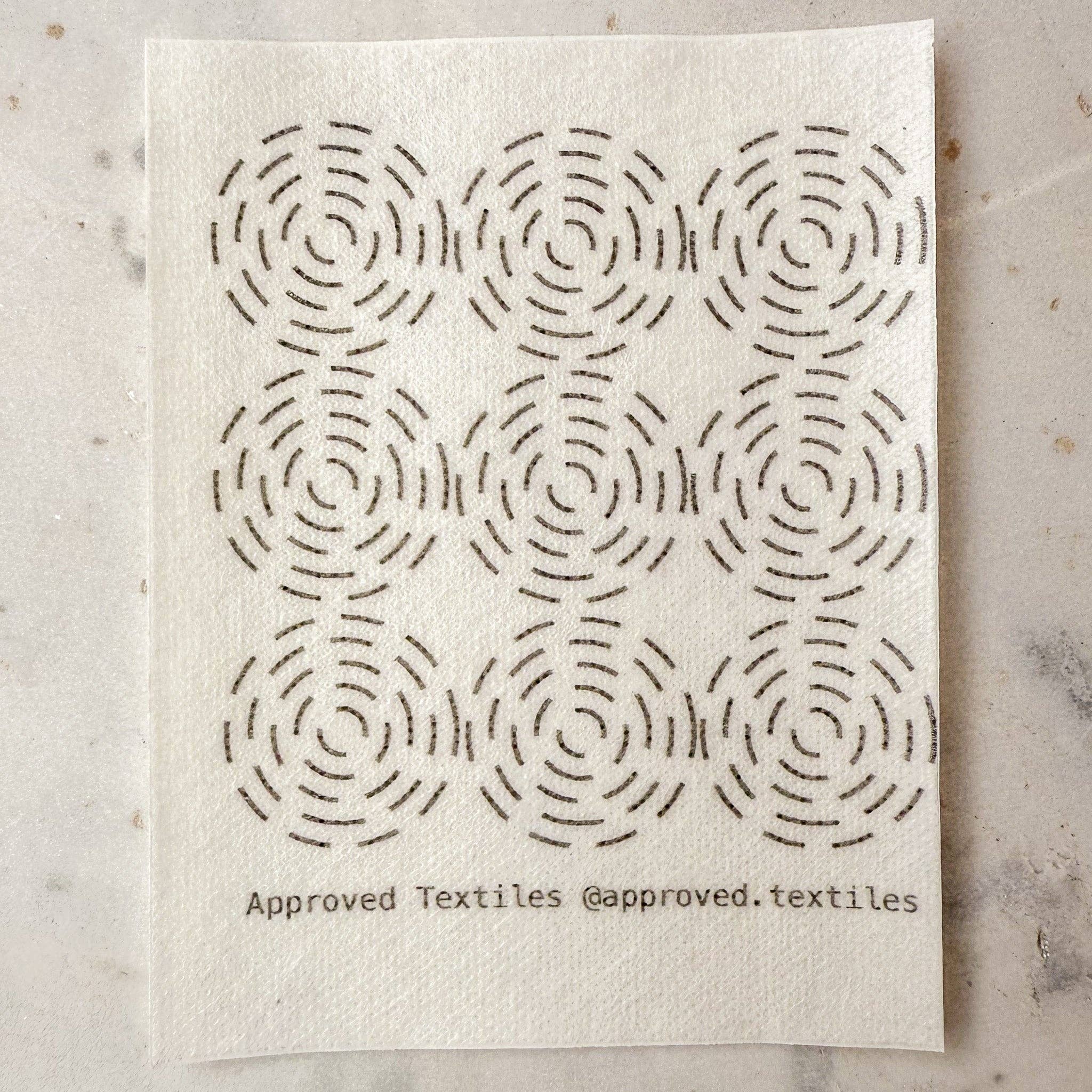 Eva Hesse mending transfers printed on water-soluble stabilizer, 4.25 x 5.5 inches per cut-out