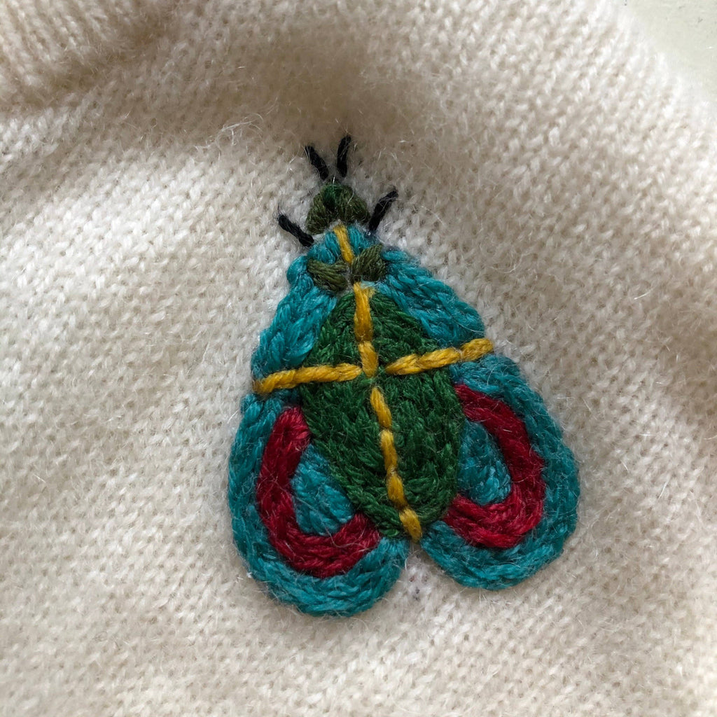 Wash away moth embroidery transfers designed by Wrenbird Arts
