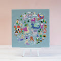 Enchanted Realms fantasy landscape cross stitch design stitched on mossy green 14 count aida