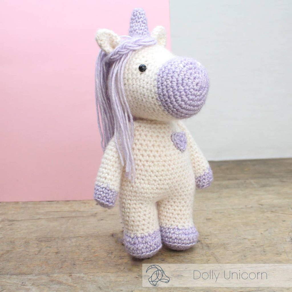 Dolly unicorn amigurumi crochet kit in marbled yarn