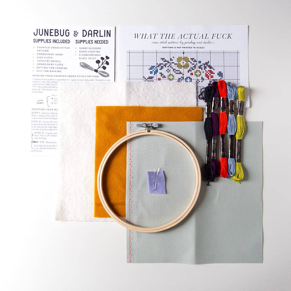 What the Actual Fuck cross stitch kit by Junebug and Darlin, view 4