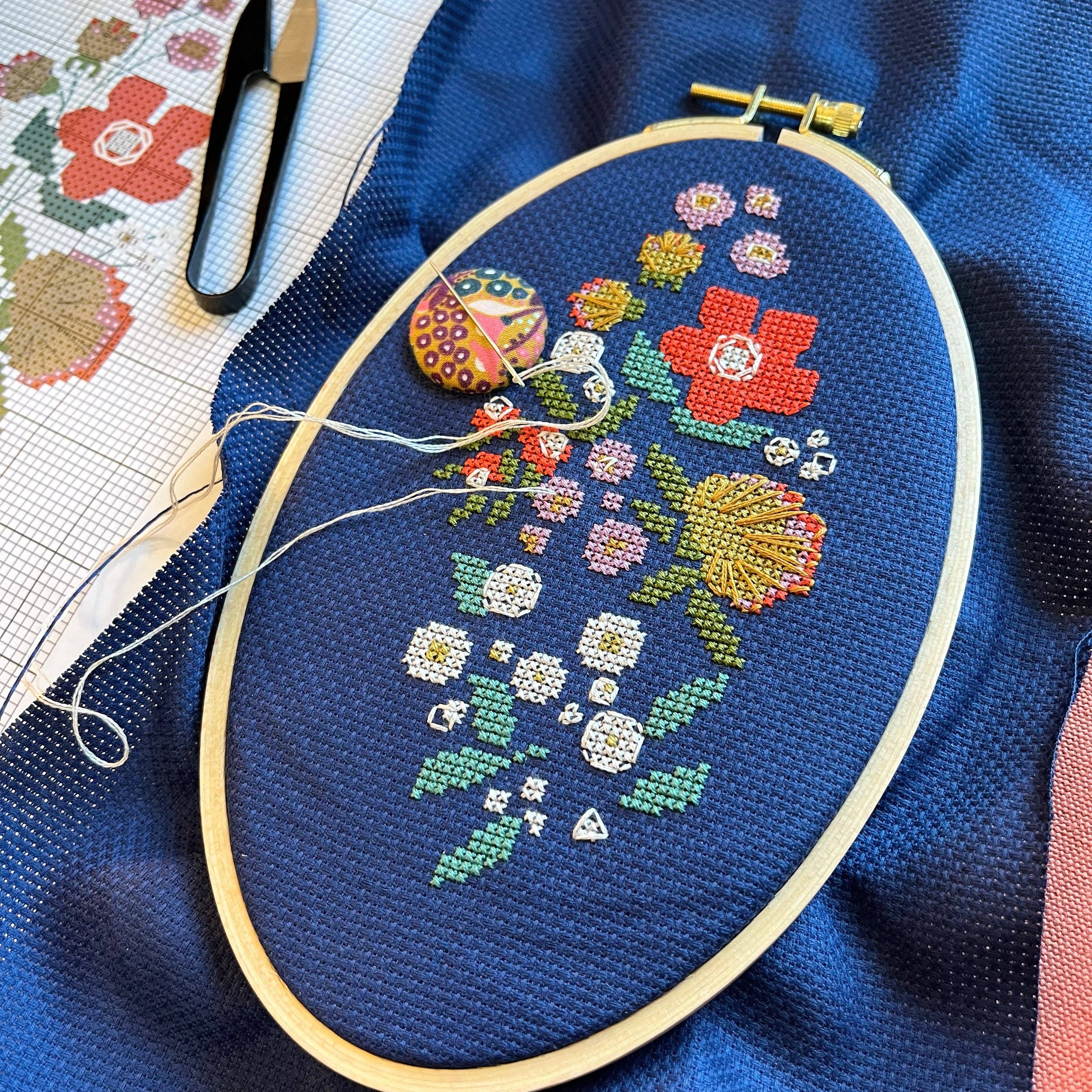 Forget-Me-Knots cross stitch kit by Junebug and Darlin, view 2