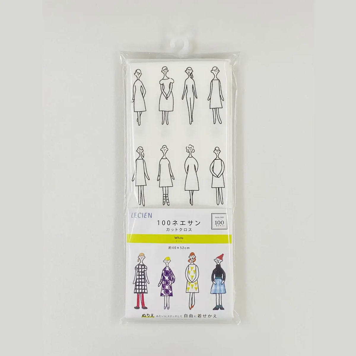 COSMO 100 Ladies embroidery panel, pale gray 100% cotton printed with 100 lady designs