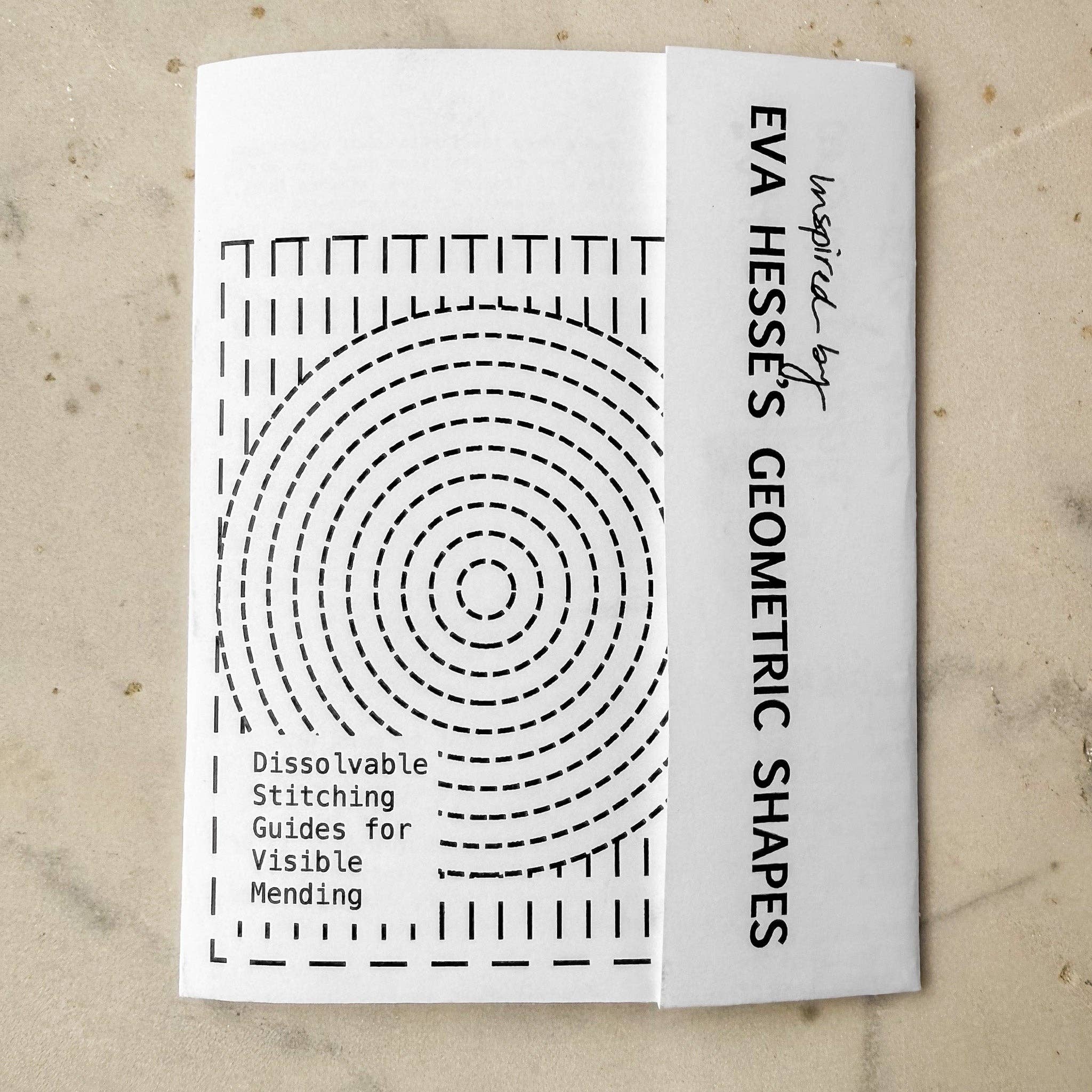 Eva Hesse geometric visible mending transfer pack by Approved Textiles, four wash-away grid and loop designs