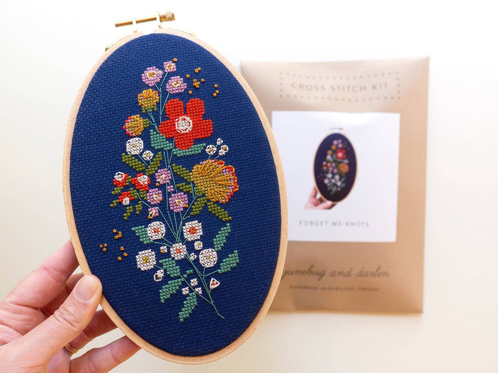 Forget-Me-Knots cross stitch kit by Junebug and Darlin, view 4