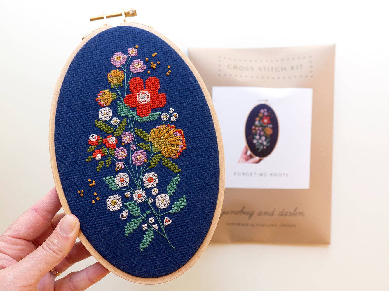 Forget-Me-Knots cross stitch kit by Junebug and Darlin, view 4