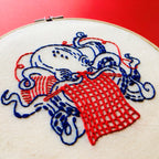 Knitting Octopus embroidery kit floss and needle