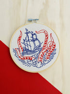 Kraken and Ship complete embroidery kit from The Stitch