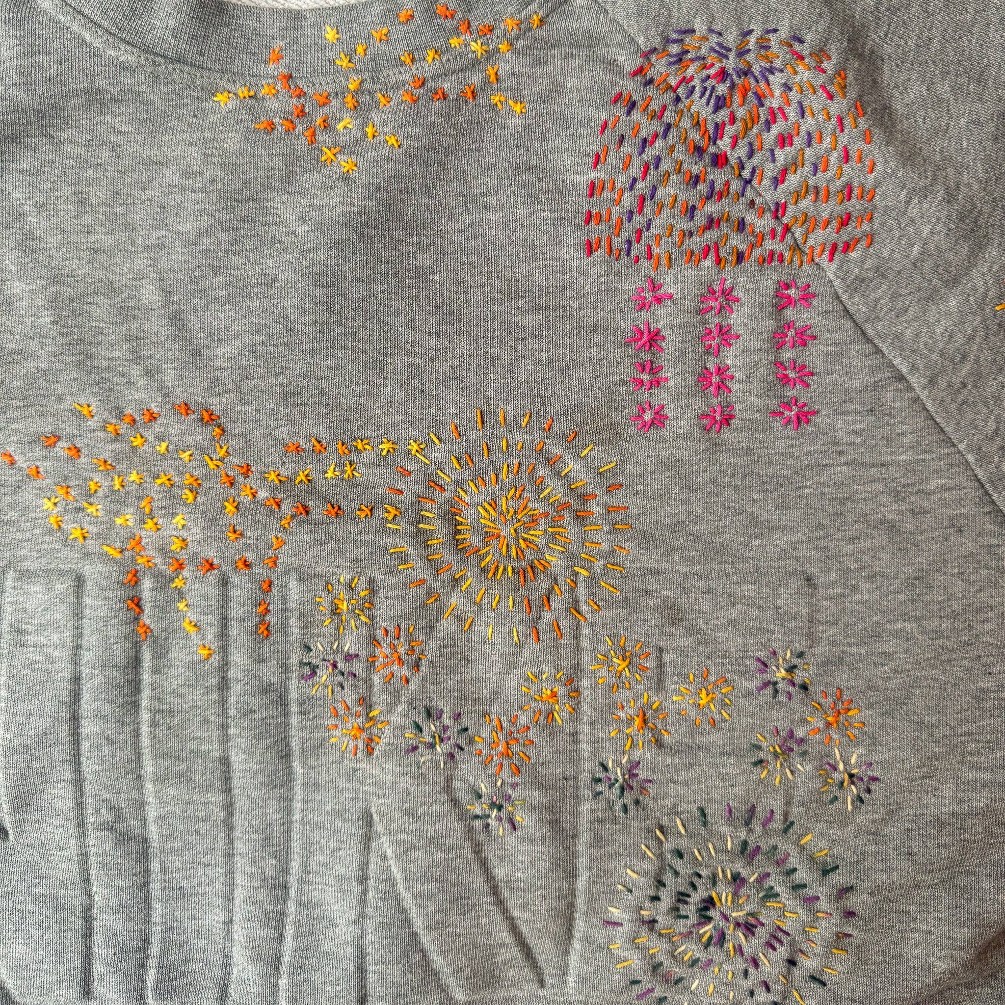Hanabi four design transfer set for slow stitching and garment repair