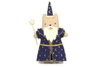 Wizard Cat felt doll kit by Kiriki Press, a cat in a starry navy robe and pointed hat