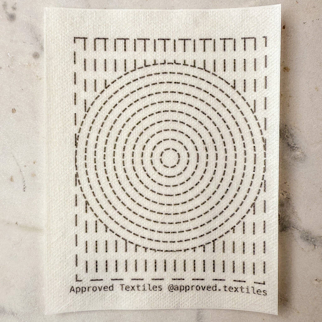 Eva Hesse geometric mending patterns for repairing denim, jackets and worn clothing