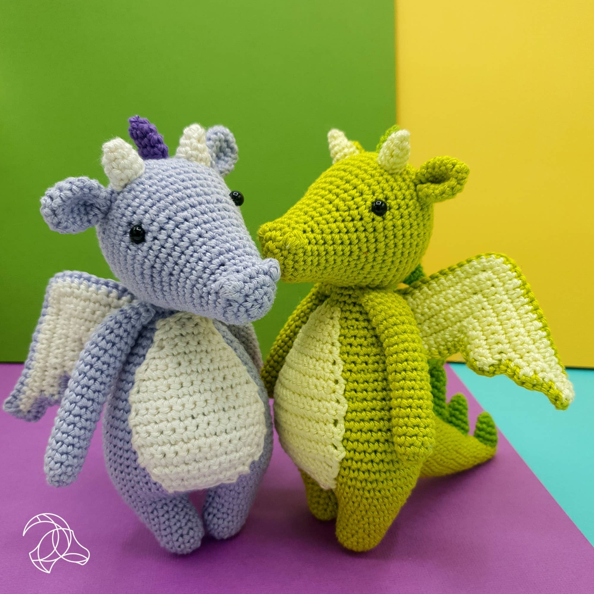 Doris dragon DIY amigurumi kit with pattern, yarn, stuffing and safety eyes
