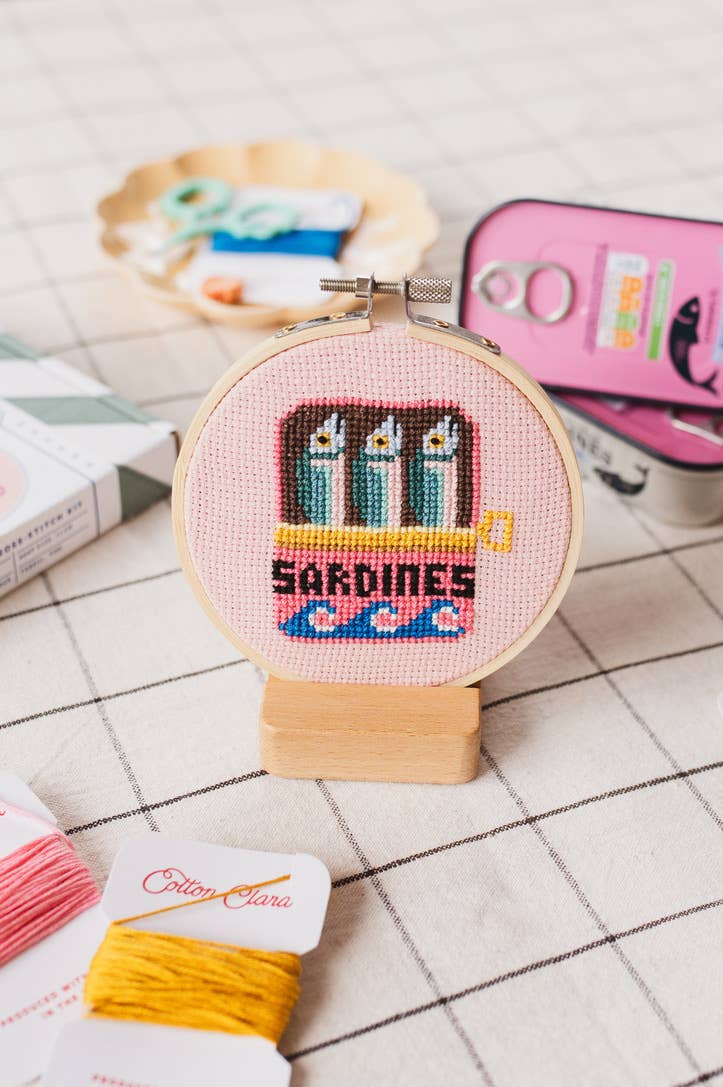 Sardines Cross Stitch Kit by Cotton Clara