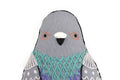 Pigeon embroidered doll kit by Kiriki Press, a level 2 screen printed pattern on cotton