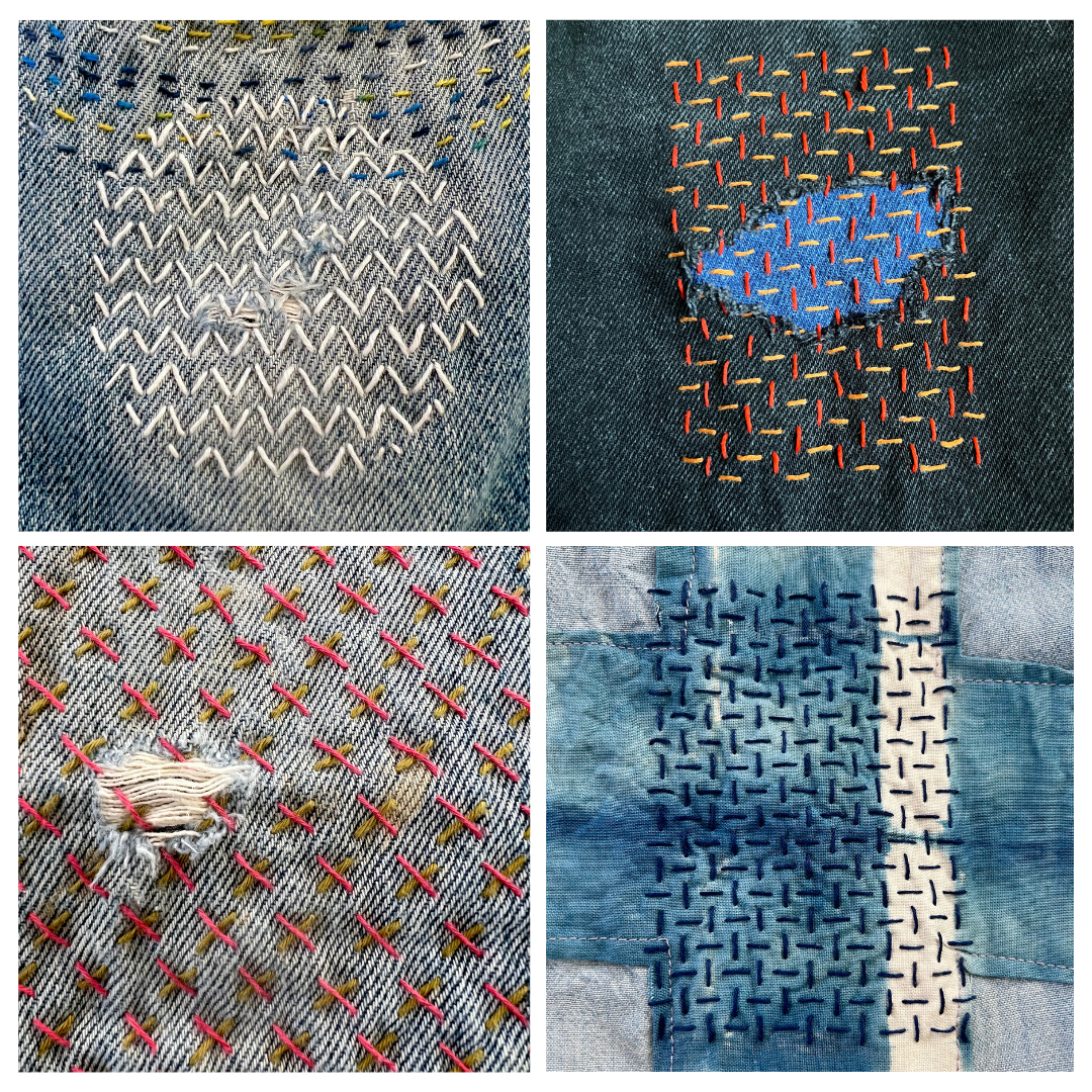 The four patterns in Set #10, each one another craft: cross stitch, weaving, knitting and twill