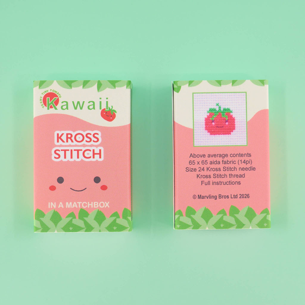 Kawaii Tomato mini cross stitch kit by Marvling Bros