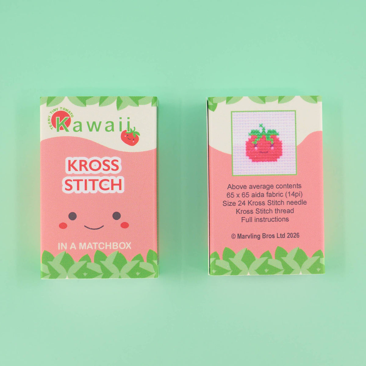 Kawaii Tomato mini cross stitch kit by Marvling Bros