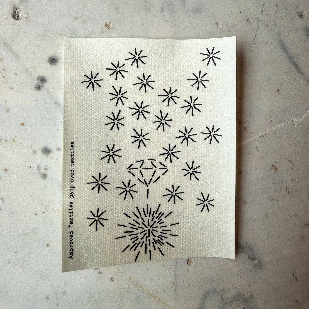 Hanabi stick and stitch embroidery transfers with Japanese firework motifs for visible mending