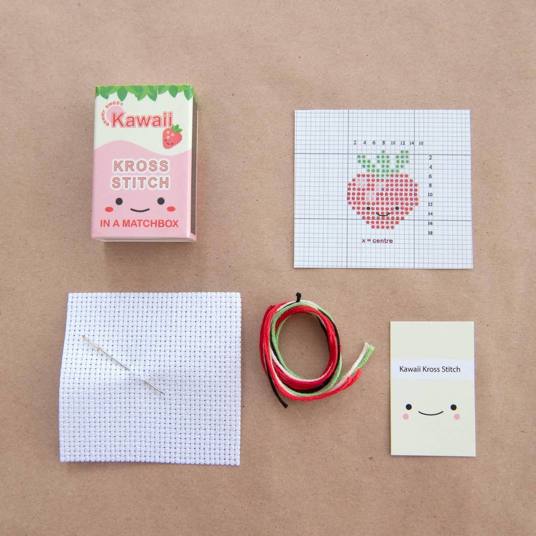 Kawaii Apple mini cross stitch kit from The Stitch